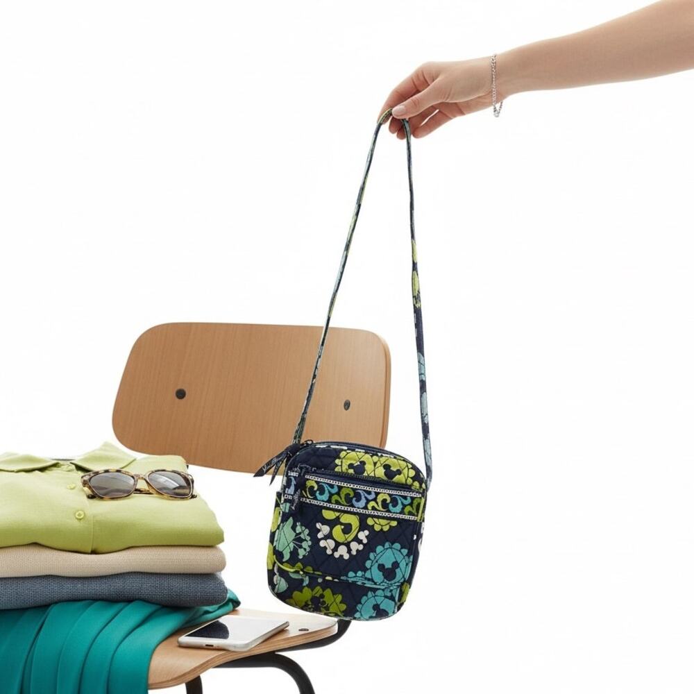 Vera Bradley Disney Parks Where's Mickey Mini Hipster Crossbody Bag Green Blue